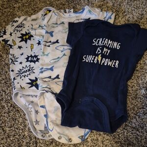Navy and White Graphic Baby Bodysuits